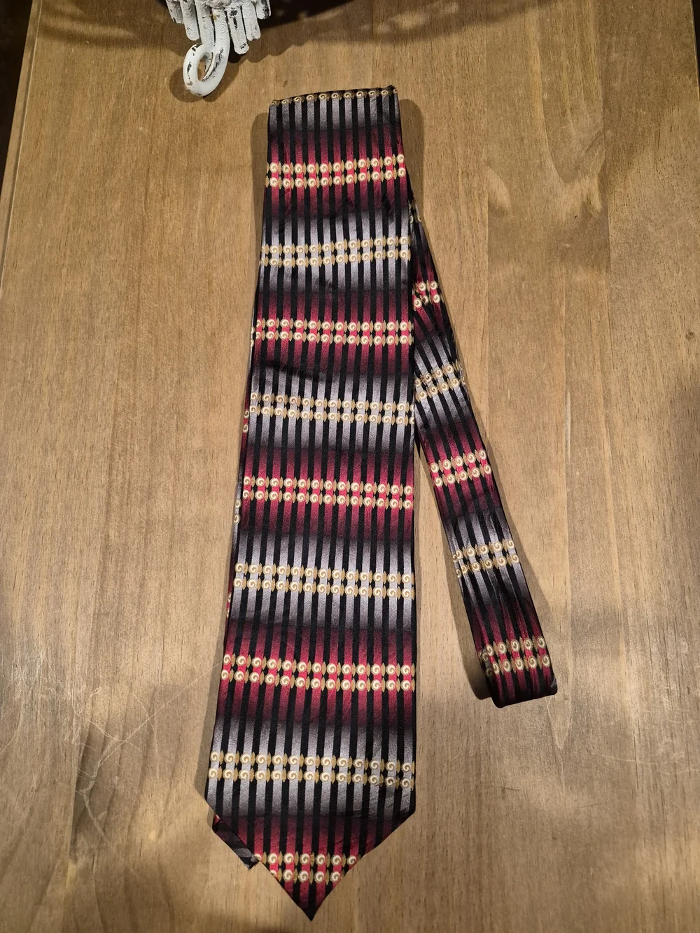 croft & barrow Black, Red, Gold Striped Geometric Silk Tie